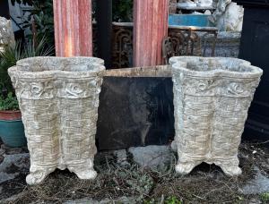 DAR689 - 2 concrete planters, 19th/20th century, dimensions 50 cm W x 50 cm D x 60 cm H